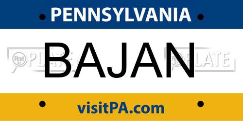 BAJAN Pennsylvania License Plate
