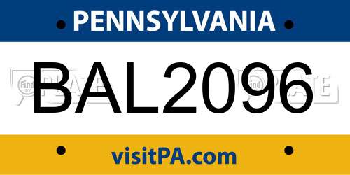 BAL2096 Pennsylvania License Plate