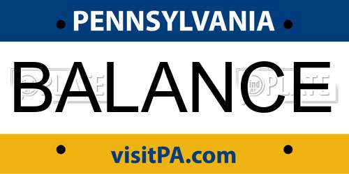 BALANCE Pennsylvania License Plate