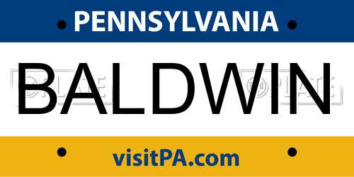 BALDWIN Pennsylvania License Plate
