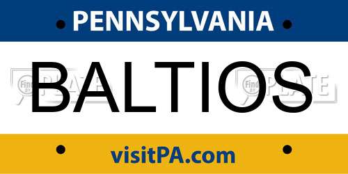 BALTIOS Pennsylvania License Plate