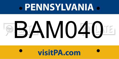 BAM040 Pennsylvania License Plate