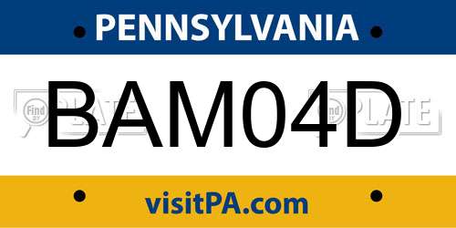 BAM04D Pennsylvania License Plate