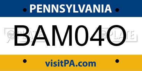 BAM04O Pennsylvania License Plate