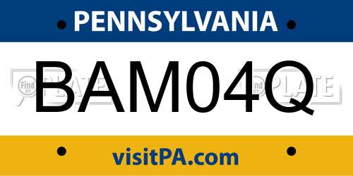 BAM04Q Pennsylvania License Plate
