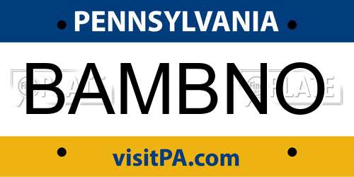 BAMBNO Pennsylvania License Plate
