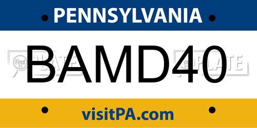 BAMD40 Pennsylvania License Plate