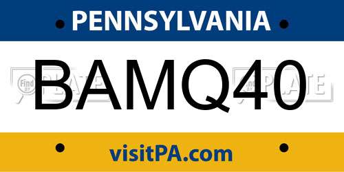 BAMQ40 Pennsylvania License Plate