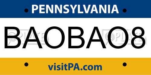 BAOBAO8 Pennsylvania License Plate