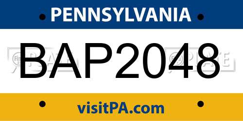 BAP2048 Pennsylvania License Plate