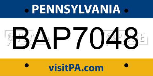 BAP7048 Pennsylvania License Plate