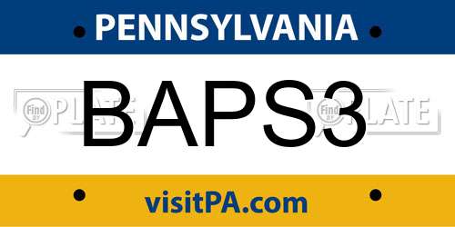 BAPS3 Pennsylvania License Plate