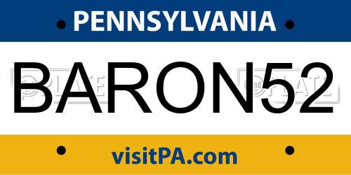BARON52 Pennsylvania License Plate