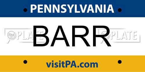 BARR Pennsylvania License Plate