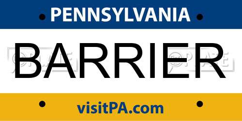 BARRIER Pennsylvania License Plate