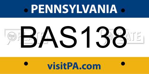 BAS138 Pennsylvania License Plate