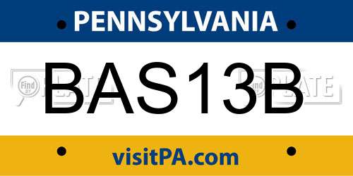BAS13B Pennsylvania License Plate