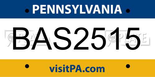 BAS2515 Pennsylvania License Plate