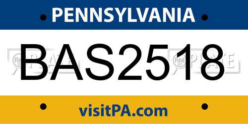 BAS2518 Pennsylvania License Plate