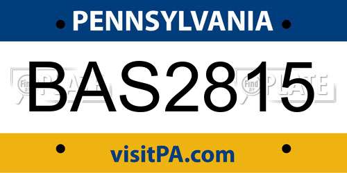 BAS2815 Pennsylvania License Plate
