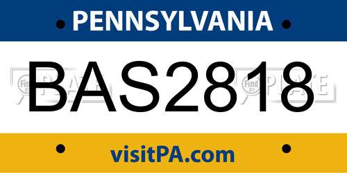 BAS2818 Pennsylvania License Plate