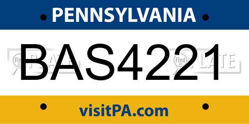 BAS4221 Pennsylvania License Plate