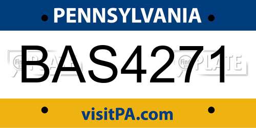 BAS4271 Pennsylvania License Plate