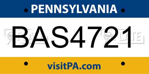 BAS4721 Pennsylvania License Plate