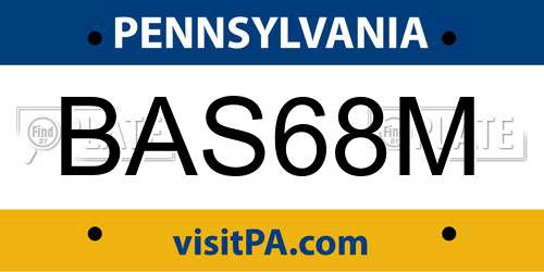 BAS68M Pennsylvania License Plate