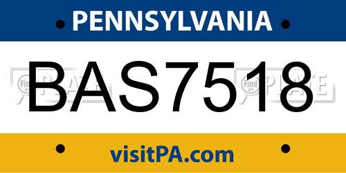 BAS7518 Pennsylvania License Plate