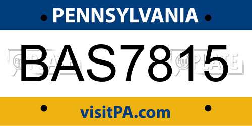 BAS7815 Pennsylvania License Plate