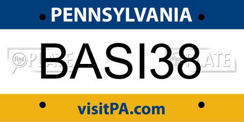 BASI38 Pennsylvania License Plate