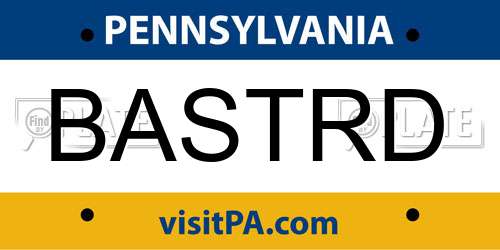 BASTRD Pennsylvania License Plate