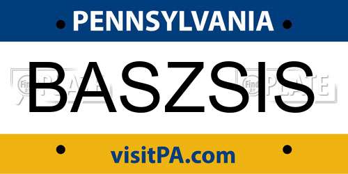 BASZSIS Pennsylvania License Plate