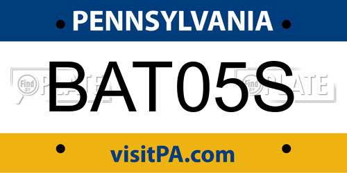 BAT05S Pennsylvania License Plate