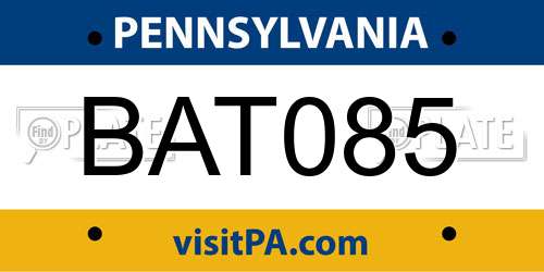 BAT085 Pennsylvania License Plate