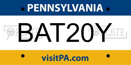 BAT20Y Pennsylvania License Plate