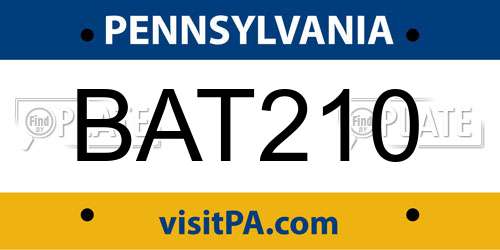 BAT210 Pennsylvania License Plate