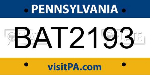 BAT2193 Pennsylvania License Plate