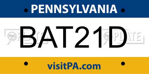 BAT21D Pennsylvania License Plate