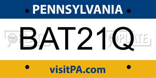 BAT21Q Pennsylvania License Plate
