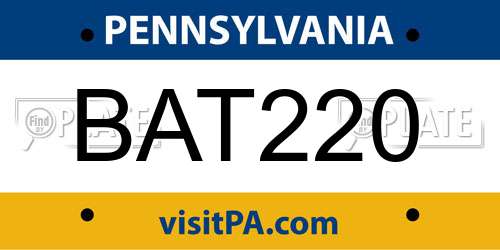 BAT220 Pennsylvania License Plate