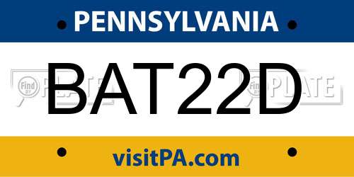 BAT22D Pennsylvania License Plate