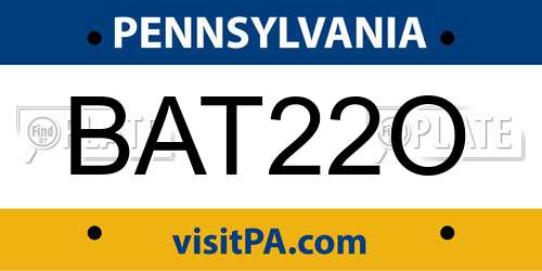 BAT22O Pennsylvania License Plate