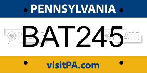 BAT245 Pennsylvania License Plate