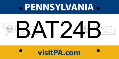 BAT24B Pennsylvania License Plate