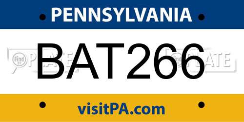 BAT266 Pennsylvania License Plate