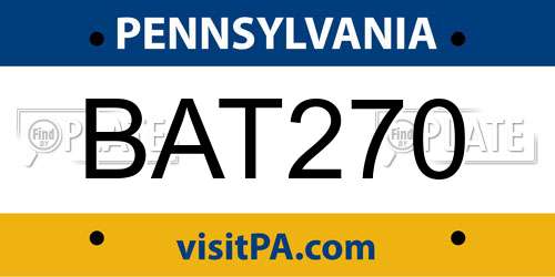 BAT270 Pennsylvania License Plate