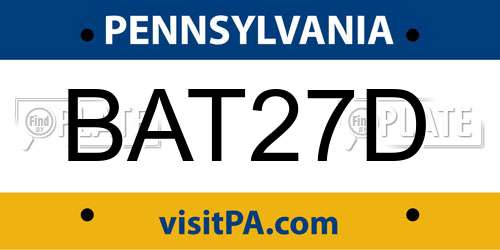 BAT27D Pennsylvania License Plate