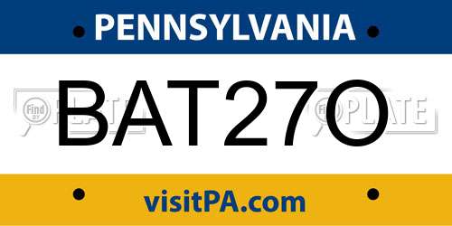 BAT27O Pennsylvania License Plate